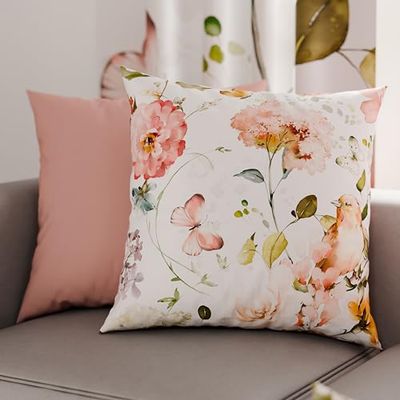PETTI Artigiani Italiani - Lot de 2 Taies d'Oreillers 40x40 cm 100% Microfibre Hypoallergénique, Housse Oreiller Rectangulaire Floral Crème, Paquet de 2, Fabriqué en Italie