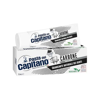 Pasta del Capitano, Dentífrico de Carbón Vegetal Activo Bio, Blanqueador Natural de Dientes en Pasta Negra, Efectivo contra las Sustancias que Manchan el Esmalte, 100% Made in Italy, Tubo de 75 ml