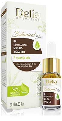 Delia Cosmetics - Botanical Flow - Sérum revitalisant visage avec 7 huiles - 95% d'ingrédients naturels - Peaux sèches et sensibles - Rapide, profondément absorbées, efficace - 10 ml, transparent
