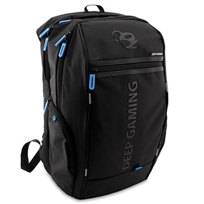 DeepGaming DG-BAG17-2N Zaino per Computer Portatile Gaming 17.3" Impermeabile, Sistema di Ricarica USB Integrato, Scomparti e Tasche Interne. Colore nero