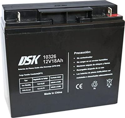 DSK 10326 - Bateria de chumbo AGM recarregável e selada de 12 V 18 Ah. Ideal para sistemas de alarme de segurança, iluminação de emergência, equipamentos elétricos OEM, sistemas SAI, mobilidade