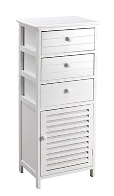 King Collection C656897 - Cajonera de 3 cajones con Puerta, Color Blanco, 40 x 29 x 93 cm