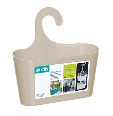 stardis Cesta de ducha beige con ganchos para colgar estante de ducha, estante colgante de utensilios de baño, color beige