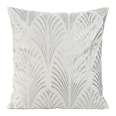 Elegante federa in velluto con stampa, 45 x 45 cm, federa in velluto, morbida federa per divano, motivo a fiocchi, colore bianco