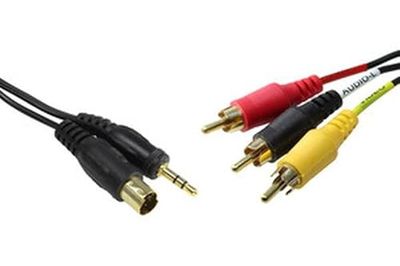 VoltShine Kabel - PC naar TV/video, type mini-DIN 4P + jack + 3 RCA-stekkers, ideaal voor audio- en video-overdracht van hoge kwaliteit