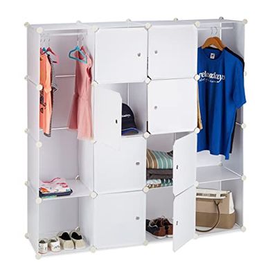 Relaxdays Armário quarto modular, branco, 36,5 x 146 x 180 cm