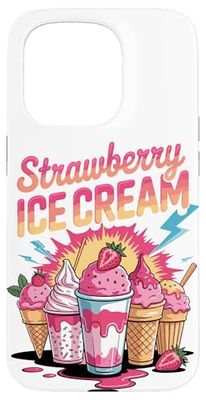 90s Vintage Strawberry Ice Cream Dessert Case for iPhone 15 Pro