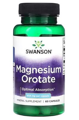 Swanson Magnesio Orotato 40mg - Suplemento de Magnesio Altamente Absorbible para la Salud Cardiovascular - 60 cápsulas