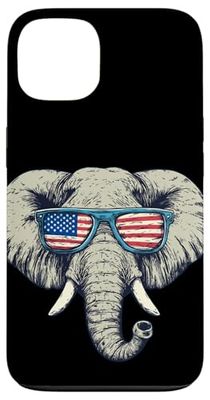 Lunettes de soleil Motif éléphant patriotique Coque pour iPhone 13