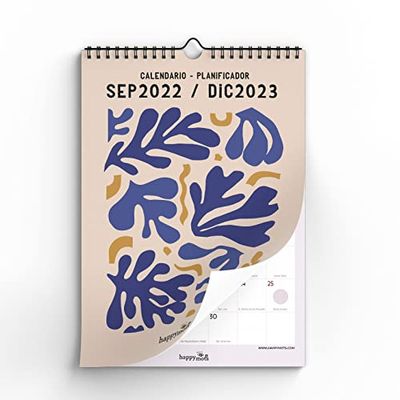 Calendario 2023 | HappyMots | 16 Meses - Sep. 2022 a Dic. 2023 | Tamaño A3 | Calendario de Pared | Espacio para Escribir y Apuntar. Cómodo, Práctico y Motivador | Calendario Grande