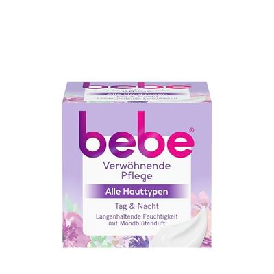 bebe Soin jour et nuit (50 ml) - Crème hydratante pour le visage pour tous les types de peau - Crème de jour et de nuit nourrissante avec parfum de fleur de lune et de vanille - Végan *