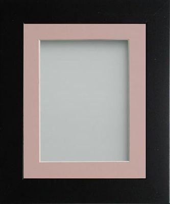 Frame Company Watson Matte Black Picture Photo Frame fitted with Perspex, 12x10 inch with Pink Mount for image size 8x6 inch