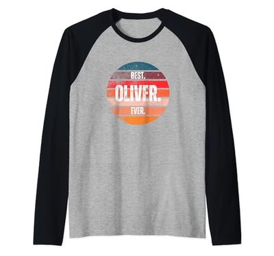 Miglior Oliver Ever Divertente Nome Scherzo Personalizzato Gag Maglia con Maniche Raglan