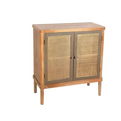 Romimex Aparador Azul Natural Ratán Madera de Pino 80 x 90 x 35 cm