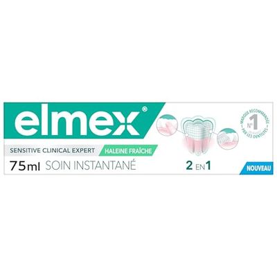 ELMEX - Sensitive Clinical Expert Natychmiastowa pasta do zębów + świeży oddech - Długotrwała ochrona i natychmiastowa świeżość - 75ml