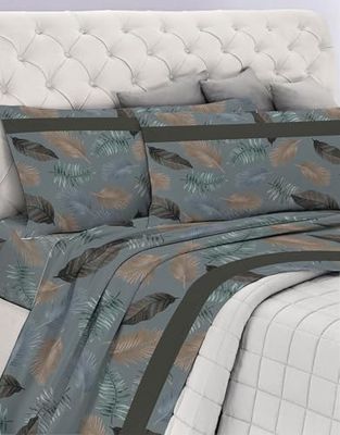 GEMITEX Juego de sábanas de algodón 100% algodón, Transpirable, sin sustancias nocivas, Calidad certificada estándar 100 by Oeko-Tex Fiducia nel Textil, matrimonial, G22/gris, diseñado en Italia