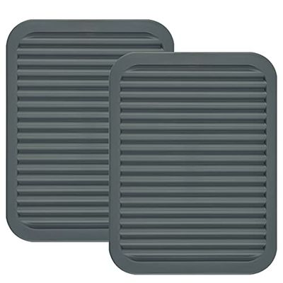 Smithcraft Silicone Rectangular Trivets, 2 Pack, 9x12 Inch, Gray
