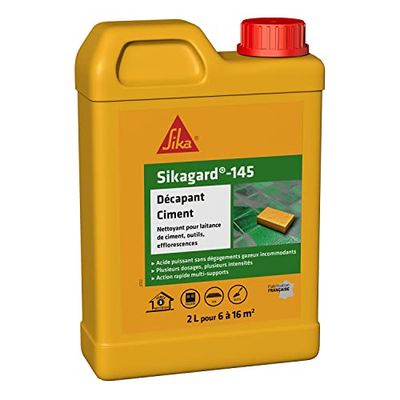SIKA - Nettoyant pour laiance de ciment et outils - Sikagard 145 Décapant Ciment - Multisupports - Intérieur/Extérieur - Prêt à l'emploi - Action rapide - 2L