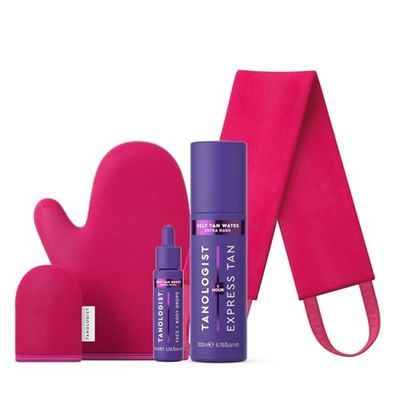 Tanologist Mousse autobronzant extra foncées (200ml) + Gouttes autobronzantes extra foncées (30 ml) + Duo mitaines autobronzantes pour le visage et le corps + dos Applicateur autobronzant