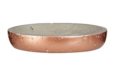 Premier Housewares Neptune Ovale Porte-Savon en cuivre, béton, Gris/cuivre, 11 x 14 x 3 cm