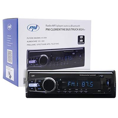 Rádio reprodutor de MP3 Auto PNI Clementine Bus camião 8524BT 4 x 45 w, RDS, 12 V / 24 V 1 DIN SD, USB, AUX, RCA si Bluetooth 24 volts