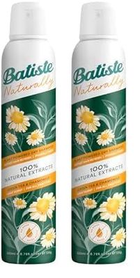 Batiste Naturally Green Tea & Chamomile 200ml, No Rinse Spray to Refresh Hair in Between Washes, with 100% Natural Extracts (Pack of 2)