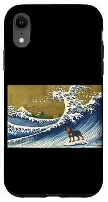 Funny Retro Vintage Surfing A Great Wave Rottweiler Lover Custodia per iPhone XR