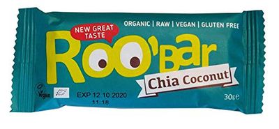 Roo'bar Barre Énergétique Chia/noix de Coco Bio 30 g