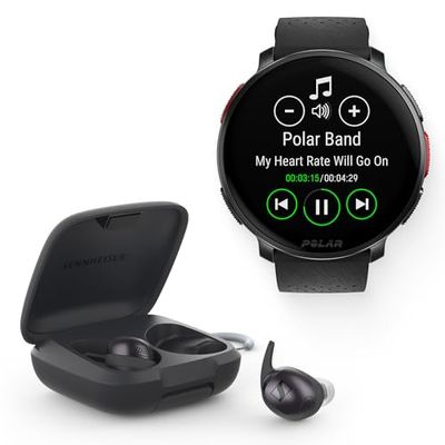 Sennheiser auricolari MOMENTUM Sport Grafite + Polar Vantage V3, Sport Sportwatch con GPS, Cardiofrequenzimetro avanzato e durata della batteria aumentata, Smartwatch