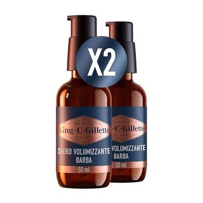 King C. Gillette Barba SIERO VOLUMIZZANTE, CURA BARBA UOMO, Con Complesso Di Vitamina B E Caffeina, Confezione da 100 ml, Idea Regalo Uomo