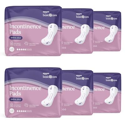 Amazon Basic Care Compresas Para Pérdidas De Orina, Sin fragancia, Extra Plus – 48 Unidad (6 Paquetes de 8)