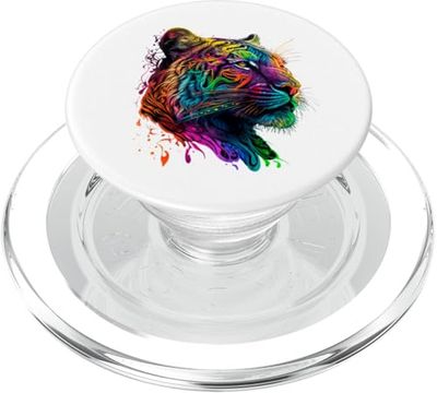 Gráfico de animales Rainbow Tiger PopSockets PopGrip para MagSafe