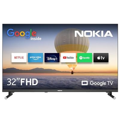 Nokia 32 Pollici (80 cm) Google TV FHD (WLAN, Triple Tuner DVB-C/S2/T2, Google Assistant, YouTube, Netflix, DAZN, Prime Video, Disney+) – FN32GE320 - 2023