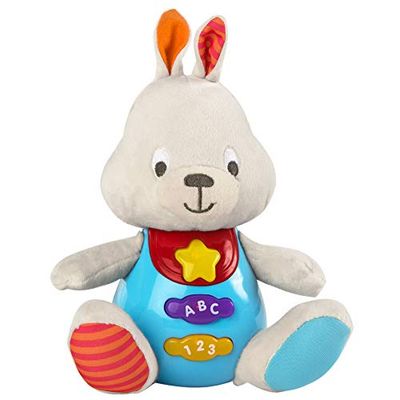 winfun 85179 Peluche para bebés que habla y luces de colores, Idioma Español, Conejo