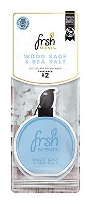 FRSH Scents FR1331 Wood Sage & Sea Salt Luxury Card Air Freshener – Lifespan of up to 30 Days – Ideal for rear-view mirrors and hanging handles – Twin Pack