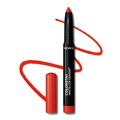 Revlon ColorStay matowa Lite Crayon szminka z wbudowanym temperówką, odporny na zadziory, wodoodporny i niewysuszony usta, 009 rozczochranych