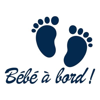 Ambiance Sticker Autocollant de Voiture Vitres Bébé à Bord Autocollant avec Petits Pieds de Bébé Bleu Fonce - H20 x L15 cm