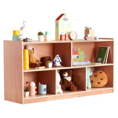 VEVOR Meuble de Rangement pour Enfants 2 Niveaux, Bibliothèque à 5 Cases, Étagère de Rangement pour Enfants Mobile, Organisateur des Jouets Livres pour Maison Salle de Classe Garderie École Maternelle