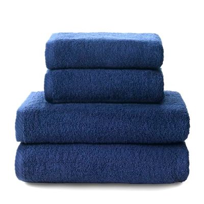 Top Towel Plus - grote badhanddoeken - 2 handdoeken of wastafels + 2 badhanddoeken - 100% katoen - marineblauw