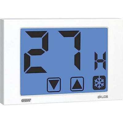 VEMER VE476800 model AKUOS BIANCO Wandmontage humidistat met LCD-scherm. 230Vac, kleur wit