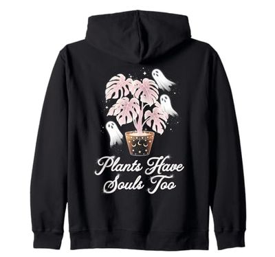 Cute Ghost Plant Monstera Aesthetic Cottagecore Zip Hoodie