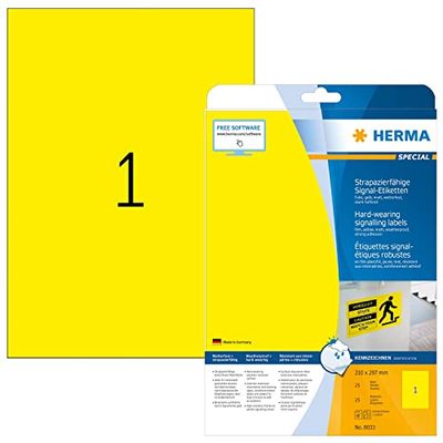 HERMA 8033 Lot de 32 étiquettes en film résistant aux intempéries DIN A4 (210 x 297 mm, 800 feuilles, film polyester, mat), autocollantes, imprimables, extrêmement puissantes, 800 étiquettes