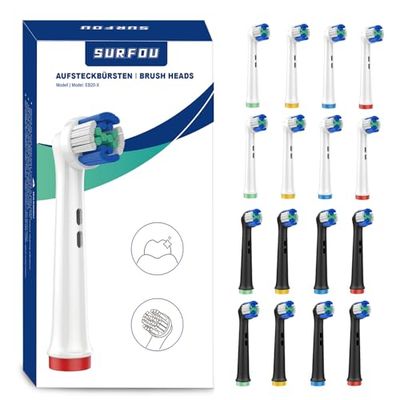 16 Stück Aufsteckbürsten Kompatibel mit Aufsätze Oral B Zahnbürste, Zahnbürsten Aufsatz für Oralb, Zahnbürstenaufsatz Zahnbürstenköpfe, Aufsteckbürste Elektrische Ersatzbürzbürste ürsten