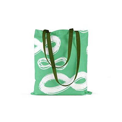 Bonamaison, 100% Katoen Bedrukte Draagtas, Herbruikbare Boodschappentas, Boodschappentas, Milieuvriendelijk, Opvouwbaar, Canvas Stoffen Tas Met Groene Handvatten, 34X40 Cm - Vervaardigd in Turkije