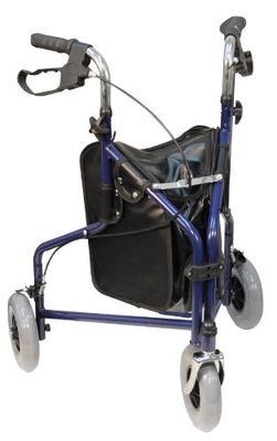 Aidapt Blue Folding Light Weight 3 Wheeled Tri Walker Rollator Mobility Aid with Carry Bag and Lockable Brakes for Indoor and Outdoor use