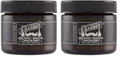 B.BARBER Balsamo Barba Naturale Dermatologicamente Testato, Giallo, 5.5 x 5.5 x 5, 50 Millilitri (Confezione da 2)