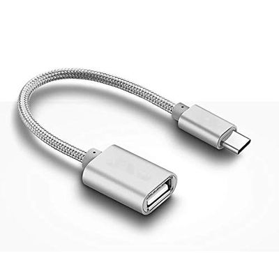 Adapter type C/USB voor Motorola Moto G7 Plus Smartphone & Mac USB-C sleutelaansluiting (zilver)