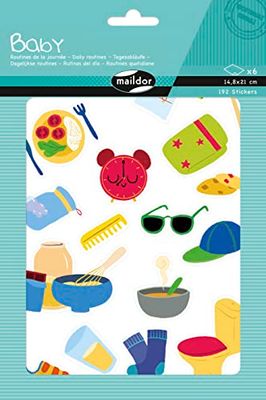 Maildor AE229C - A bag of Baby stickers -Contains 6 sheets of stickers -Wild daily actions patterns - 14.8x21cm