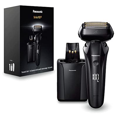 Panasonic Series 900+ ES-LS9A Afeitadora Eléctrica De 6 Hojas En Seco Y Húmedo Para Hombres, Afeitadora Eléctrica Con Sensor De Barba Sensible, Limpieza Automática Y Sistema De Carga