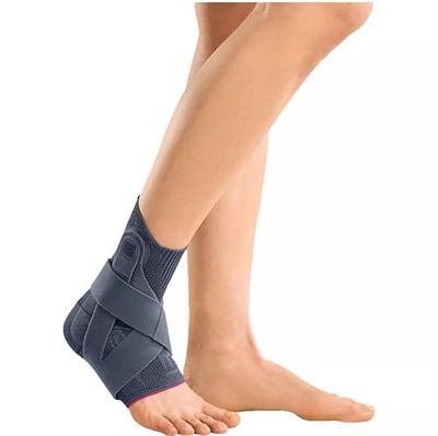 medi Levamed Active enkelbandage voetbandage links | zilver | maat V | met stabiliserend gordelsysteem en uitgebreide ontlastingszone | uniek comfort gebreid | nauwkeurige pasvorm